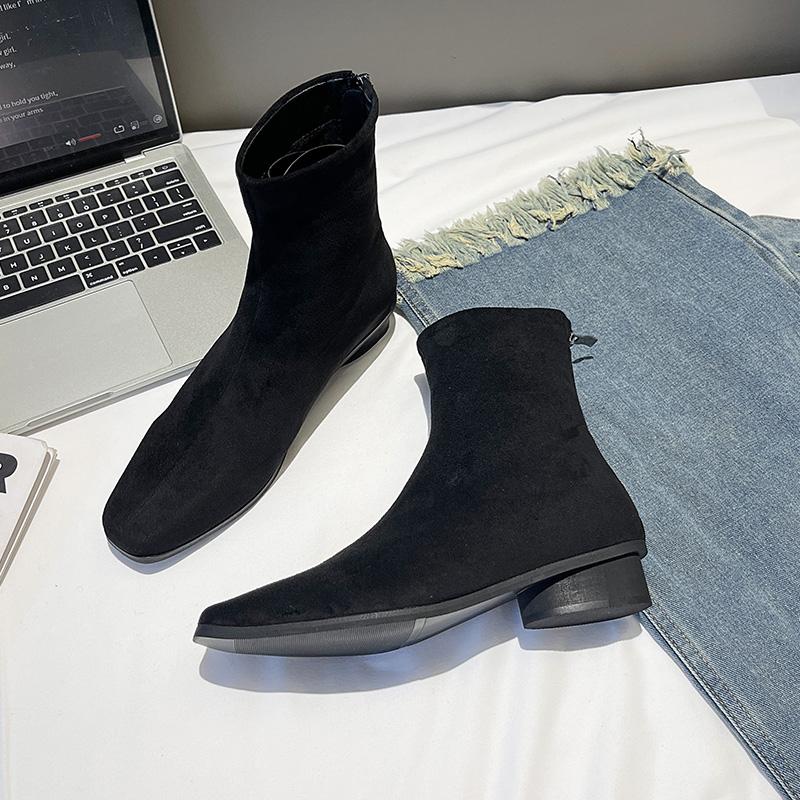Winter Fashion Square Toe Thick Heel Women's Boots 2025 New Wear-Resistant Ladies Shoes Sexy Comfortable Simple Short-Tube Boots