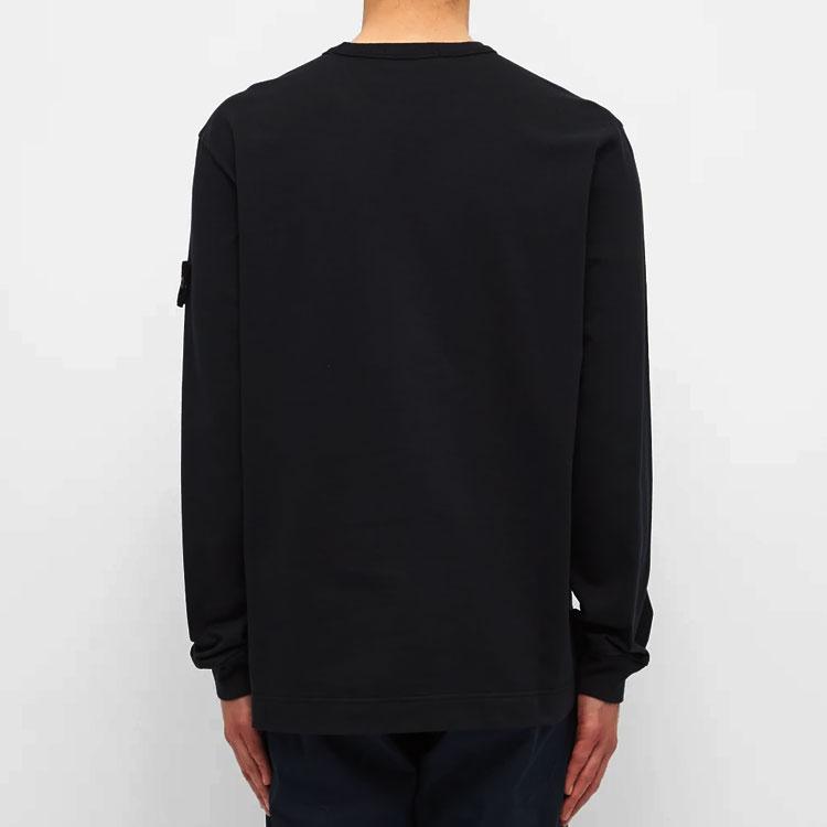 STONE ISLAND Crew Neck Pullover Long Sleeve Sweatshirt Men Sweatshirt Navy-Blue 731564450-V0020