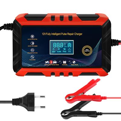 12V 6A Car Battery Charger Smart Fast Charger Intelligent Pulse Repair Charger for Car Motorcycle Wet Dry Lead Acid