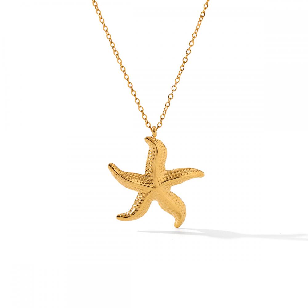 

Huangchao Starfish Pendant Necklace for Women Ocean Style Stainless Steel Gold Plated Fashion Jewelry Accessories Gift золотой