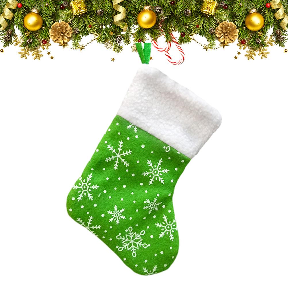 

1 pc Stocking Green Snowflake Design Holiday Hanging Decor For Gift Storage Xmas Tree Party Decoration Super Christmas Sock other