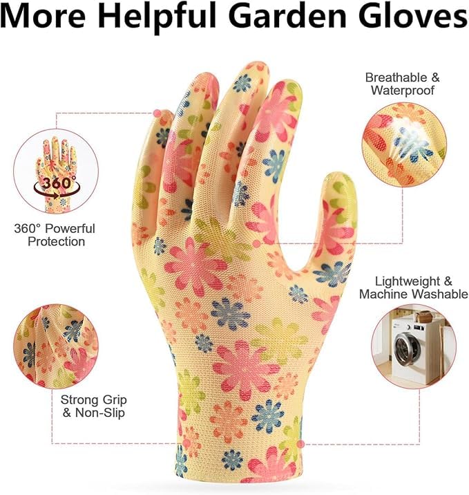 Zahradnické rukavice na sázení a úklid dvora s dlaňovou vrstvou, květinové zahradní rukavice, protiskluzové pracovní rukavice, protiskluzové rukavice pro domácnost a ochranu při práci