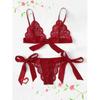 Sexy Blonde BH Brief Sett Undertøy Sett Dame Undertøy Gjennomsiktig BH Truse sett Dame Rød Ultra-tynt Uforet Undertøy Sett