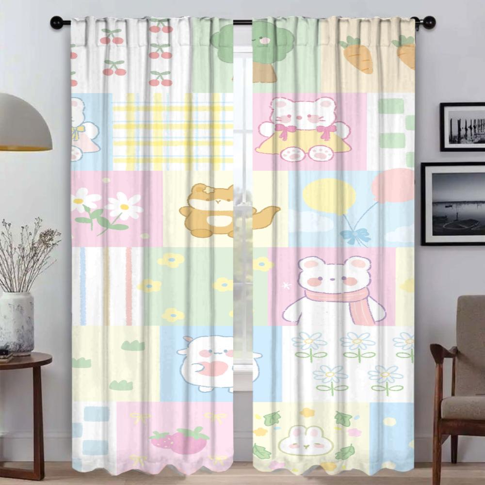 Cute Kitchen Curtains for Living Room Shades Window Curtain Home Interior Curtains 2 Pieces Tulle for Bedroom Partition Blackout