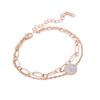 Bracciale con Pendente a Doppio Strato in Oro Rosa e Diamanti - Gioiello Elegante e Unico in Acciaio Titanio per Donne