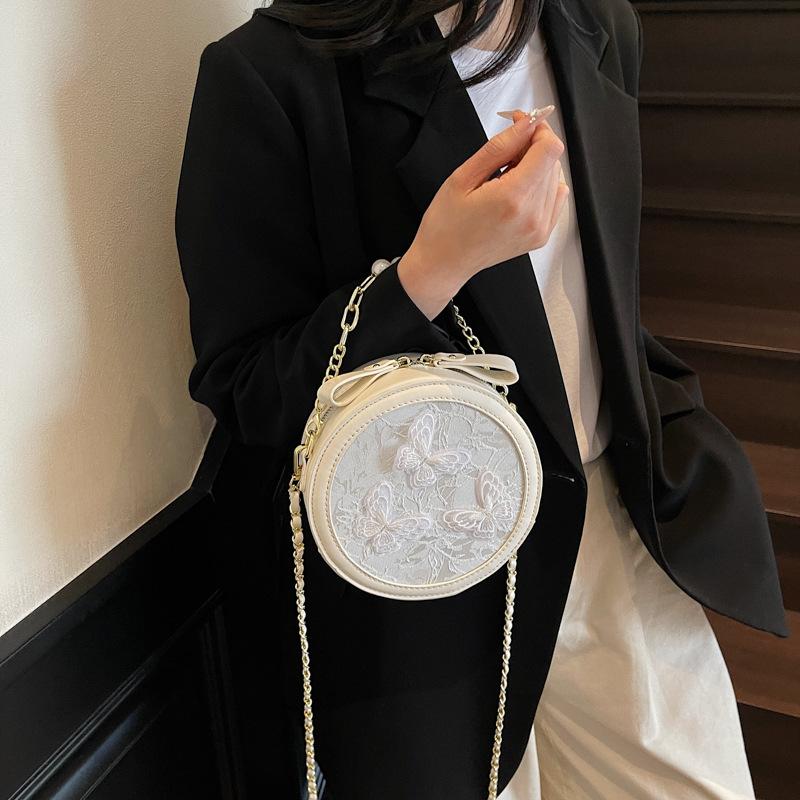 Niche Chinese Style Fashion Three-dimensional Butterfly Women's Small Bag 2025 New Chain Shoulder Crossbody Small Round Bag