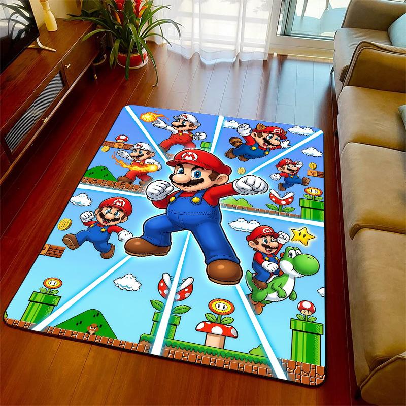 Super Mario Theme Carpet Rug Floor Mat Soft Surface Non Slip Base for Living Room Bedroom -QJY