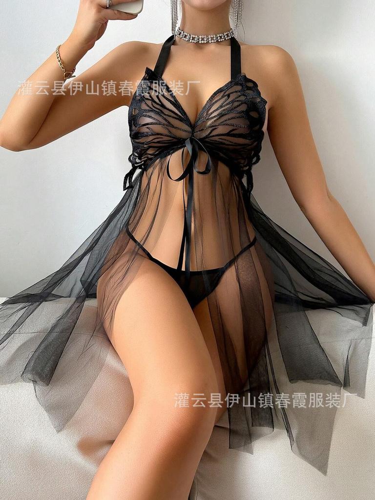 Neues sexy Nachthemd Schmetterling Trägersockelrock kann draußen getragen werden sexy Pyjama