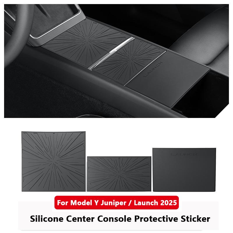 For Tesla Model Y Juniper / Launch 2025 Center Console Panel Sticker Silicone Interior Decoration Wrap Kit Protector Accessories