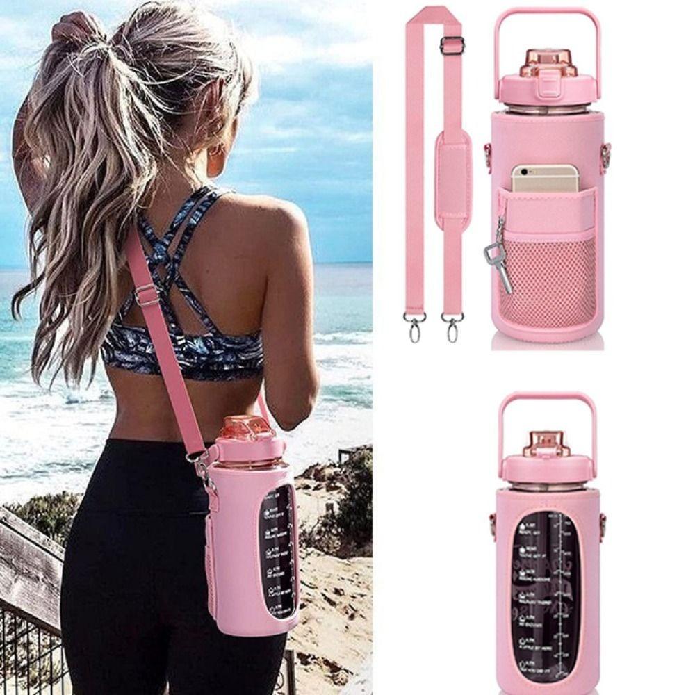 Neoprene Sport Water Bottle Cover Adjustable Shoulder Strap Tumbler Holder Bag  Tumbler