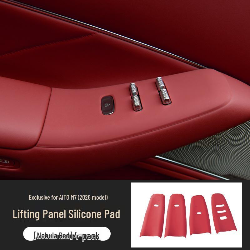 Compatible with 26 AITO M7 Models: Car Door Button Protection Pad & Window Glass Lift Panel Silicone Accessories