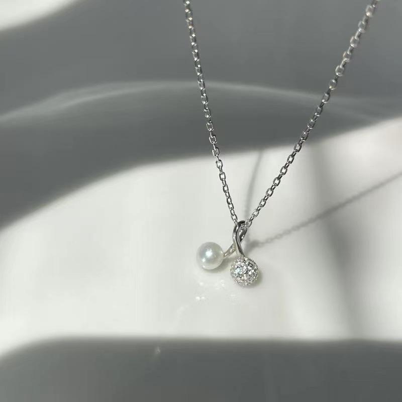 Fashion Cute Pearl Pendant Necklace for Women Elegant Zircon Pearl Choker Chain Daily Party Jewelry Accessory Birthday Gift
