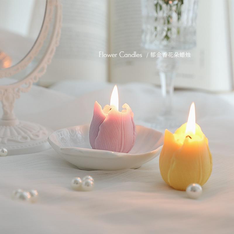 Tulip Aromatherapy Candle Handmade Simulation Creative Gift Ornament Mother Day Flower Shaped Candle 1PC