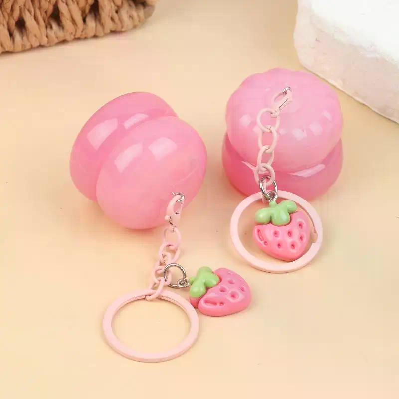 1Pcs 5g Mini Empty Plastic Lip Mask Jars With Keychain Pendant Lip Balm Cans Cream Lip Balm Containers Lipstick Makeup Container