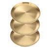 Desirable Stainless Steel Round Plates, Small Plates, Large Plates, Dinner Plates, Stainless Steel Trays (20cm, Gold, Set of 3)