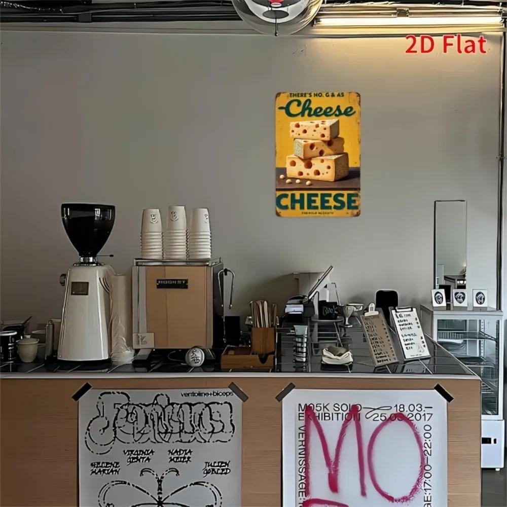Vintage Metallschild Käse Wandkunst 2D Flaches Dekor für Bar Café Bauernhaus 20,32x30,48 cm