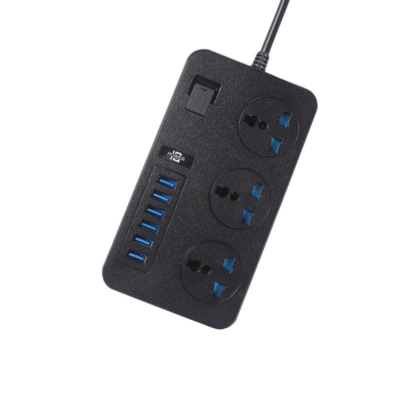 Multinational Power Strip: UK, EU, US Sockets with USB Converter & HK Plug Extension Cord