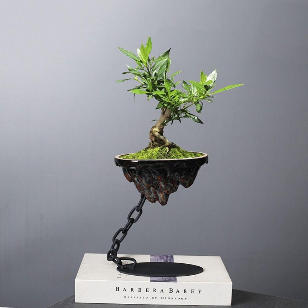 Basin Modern Bonsai Pot Hanging Iron Succulent Planter Pot Corrosion Resistance Fashion Rockery Ornament Office