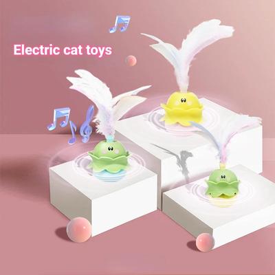 Cat Toys Interactive Cat Toy Automatic Electric Sound Turning Little Monster Feather Teasing Cat Stick Coloured Light