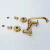 Wall Mounted Bathroom Kitchen Faucet Dual Handle Brass Antique Hot and Cold Water Tap 360 Swivel Long Spout Mixer Tap