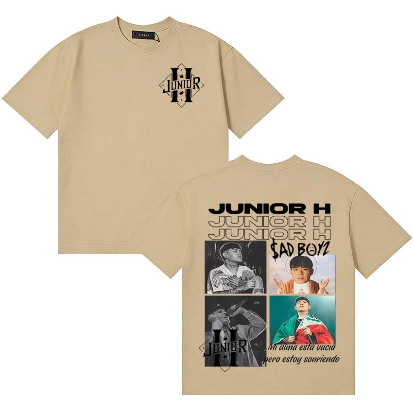 Rapper Junior H Album Cover High Quality T Shirt Unisex Women Aesthetic Short Sleeve Double Sided Print Y2K Oversized Tee Teenagers