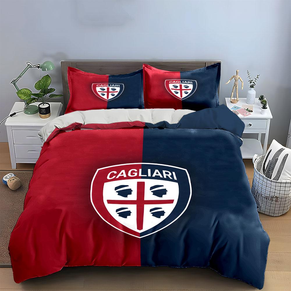 Cagliari-Logo auf Streifen. Bettwäsche-Sets Bettbezug-Sets Bettbezüge Kissenbezüge(1*Bettbezug 2*Kissenbezüge ohne Bettdecke)