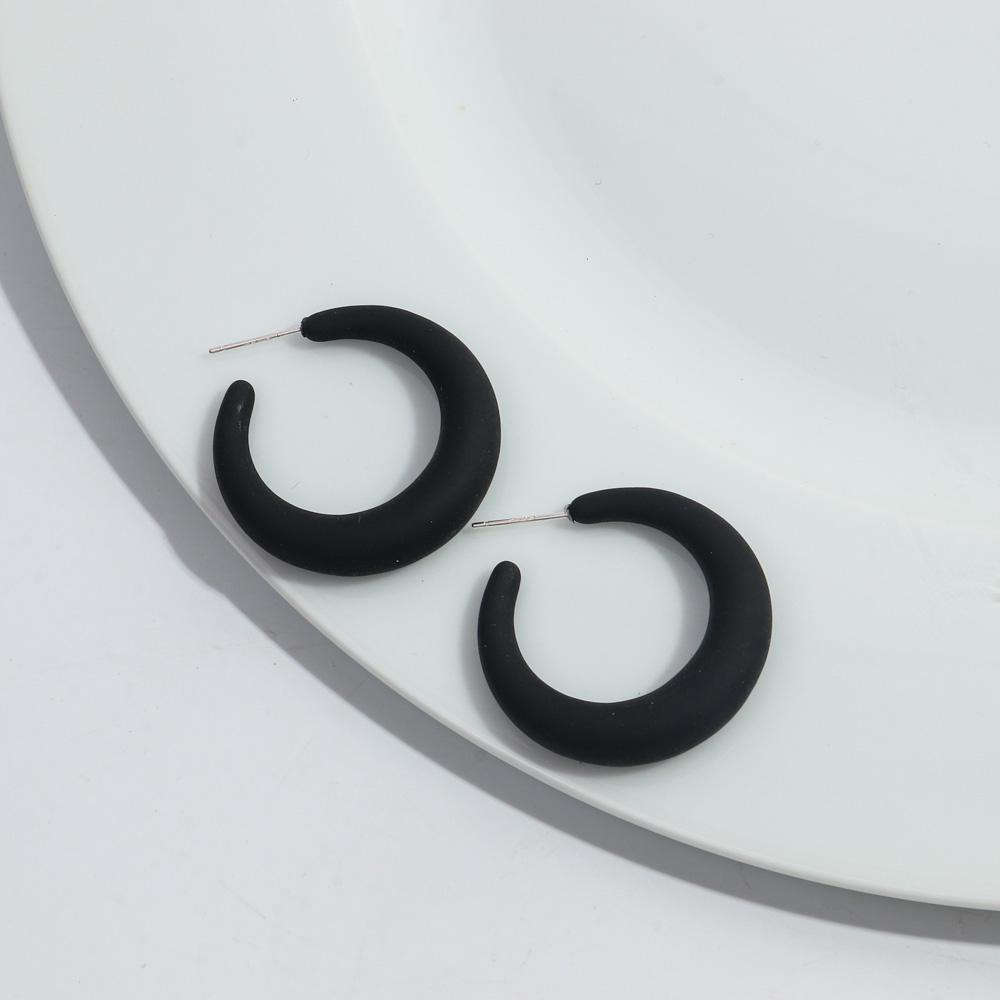 Korean Frosted Acrylic C-Shape Hoop Earrings for Women Resin Geometric Candy Color Circle Earrings 2025 Fashion Jewelry Gifts