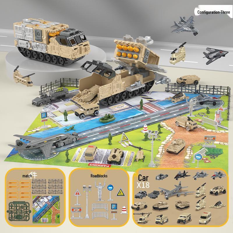 Children's Military Model Rocket Launcher Vehicle with Storable Sliding Base - Boys Gift for Ages 3-6