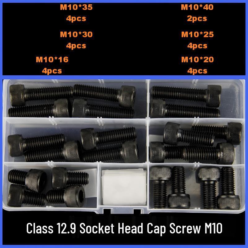 360-Piece High Strength Grade 12.9 Internal Hex Socket Screw and Hex Nut Set (M3, M4, M5, M6)