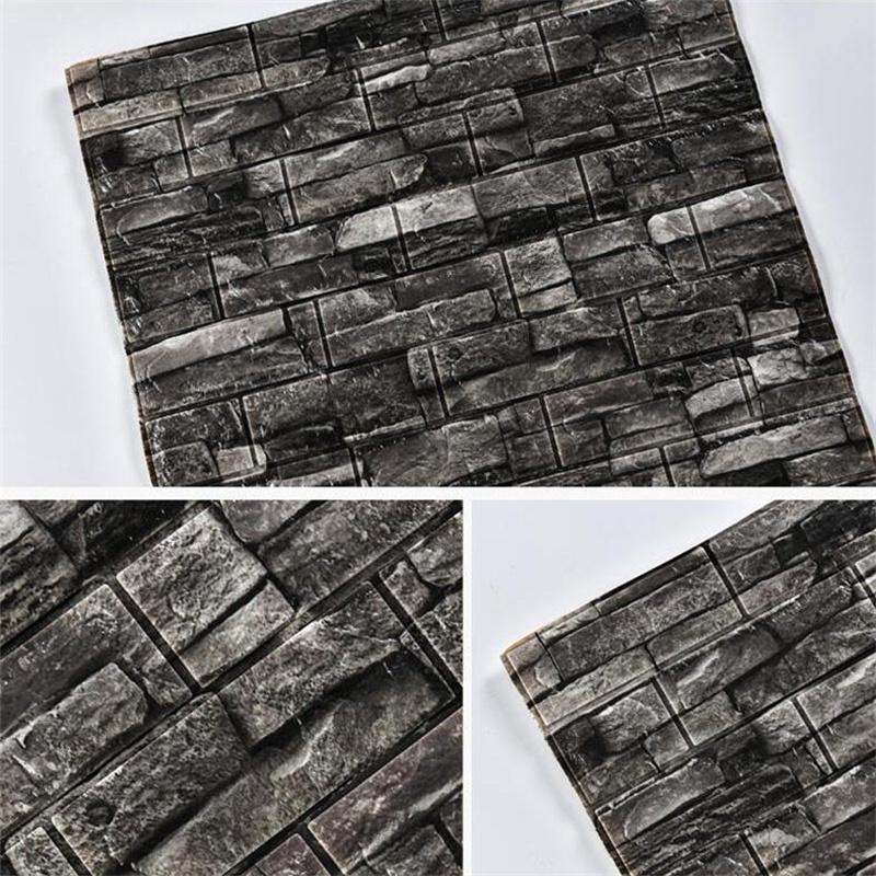 12Pcs 70cm*38cm 3D Brick Pattern Wall Panel Sticker Wallpaper DIY Waterproof Living Room Bedroom Kitchen Background Decoration