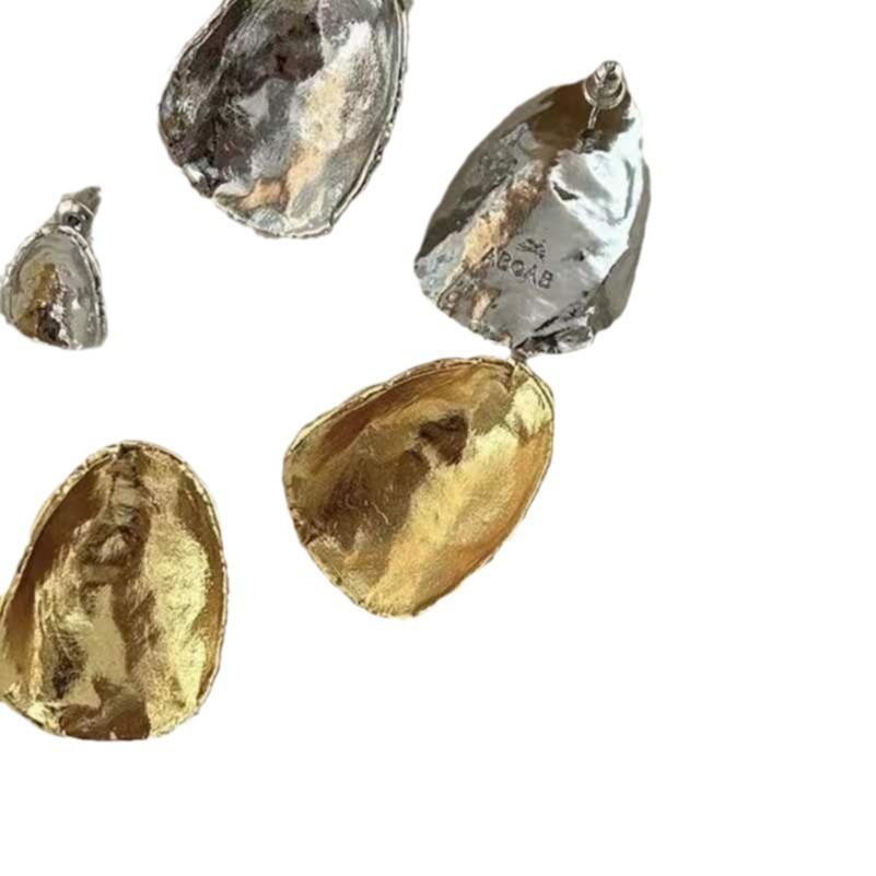 Cercei Stud Neregulați Wind Blogger pentru Femei, Handmade, Textură Model Ciocănit, Cercei Simpli cu Temperament Versatil