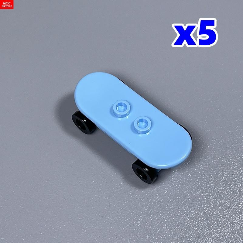Non-Toxic 5Pcs/Lot Moc Bricks Player Skateboard With Trolley Wheel Holders Trolley Building Blocks Fit With 42511&2496 Toys Gifts