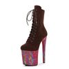 20CM sexy Splicing Übergröße Super High Heel Schnürstiefeletten Laufsteg Bühnenauftritt Stiefel Nachtclub Tanzschuhe