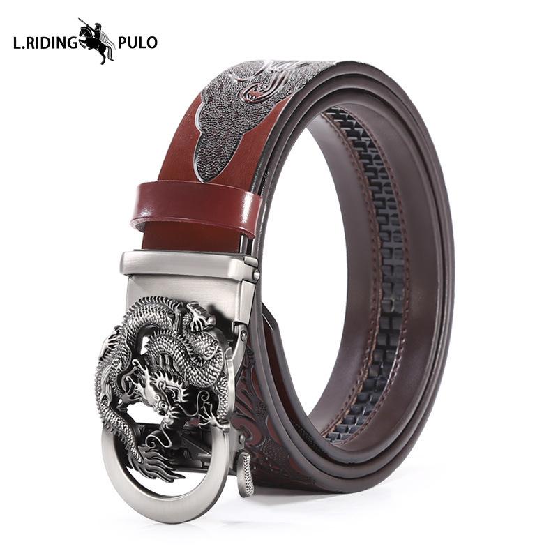 

Мужской ремень с автоматической пряжкой, властный ретро-ремень с резьбой, личностный, модный брючный ремень 125cm