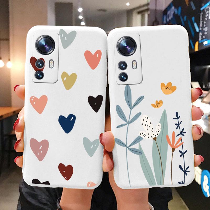 Flower Phone Case For Xiaom 12T Mi12T Pro Funda Cute Heart Cartoon Owl Xiaomi 12 T Xiaomi12T Pro Matte Soft TPU Back Cover Shell