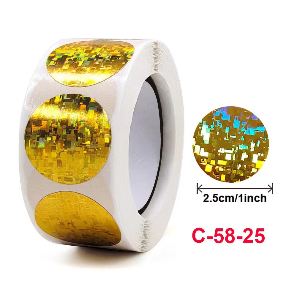 500 Colorful Laser Glitter Reward Stickers – Round Adhesive Seals for Gifts & Packaging