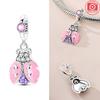 Pendentif Authentique en Cuivre Chat Ballon Rose Chien Animal Dauphin Perle Cœur Compatible Avec Bracelets Femmes Cadeau Saint-Valentin Bijoux