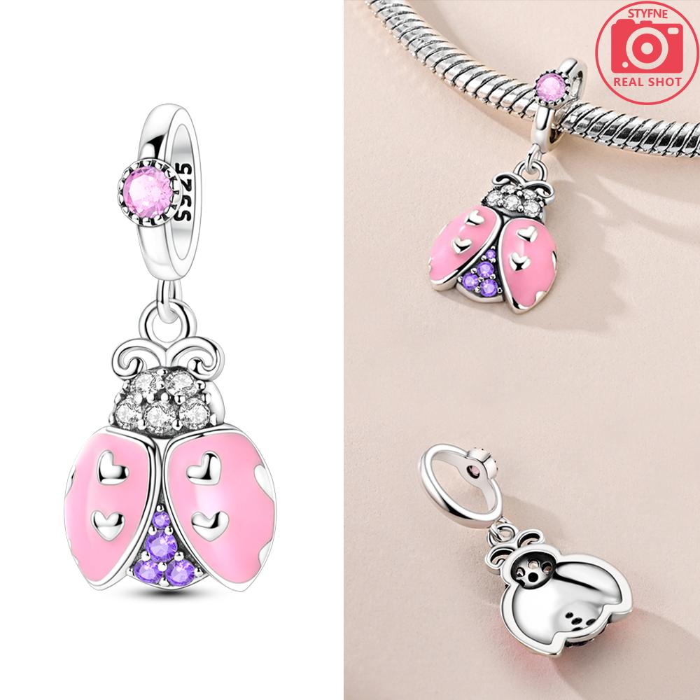 Pendentif Authentique en Cuivre Chat Ballon Rose Chien Animal Dauphin Perle Cœur Compatible Avec Bracelets Femmes Cadeau Saint-Valentin Bijoux