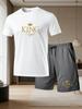 Men's summer casual sportswear round neck short sleeved T-shirt shorts 2-piece set men's short sleeved T-shirt and shorts set