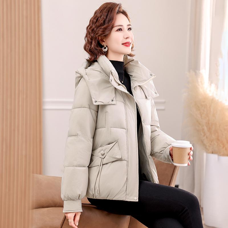 Stylish Women s Mid-Aged Plus Size Warm Cotton Jacket, Loose Fit Winter Outerwear 3XL (135-150 lbs)