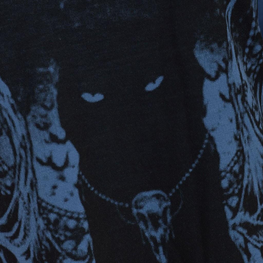 Fashion Women Skew Neck Cold Shoulder Cat  Print Gothic Tee With Cami Top