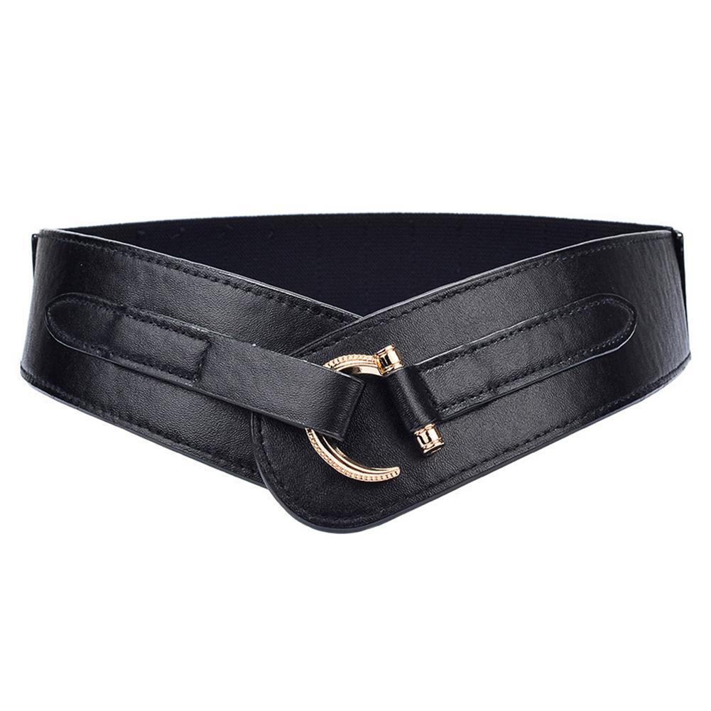 Women Fashion Retro Waist Belt Elasticity Solid Color Pin Buckle Wide Waistband