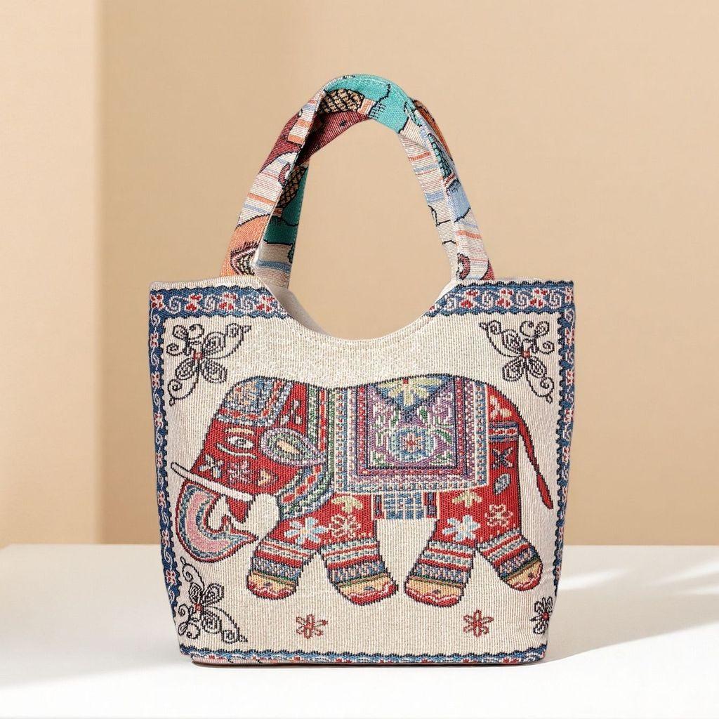 Ethnic Style Handheld Fabric Bag With Embroidery And Multiple Pockets For Casual Outings