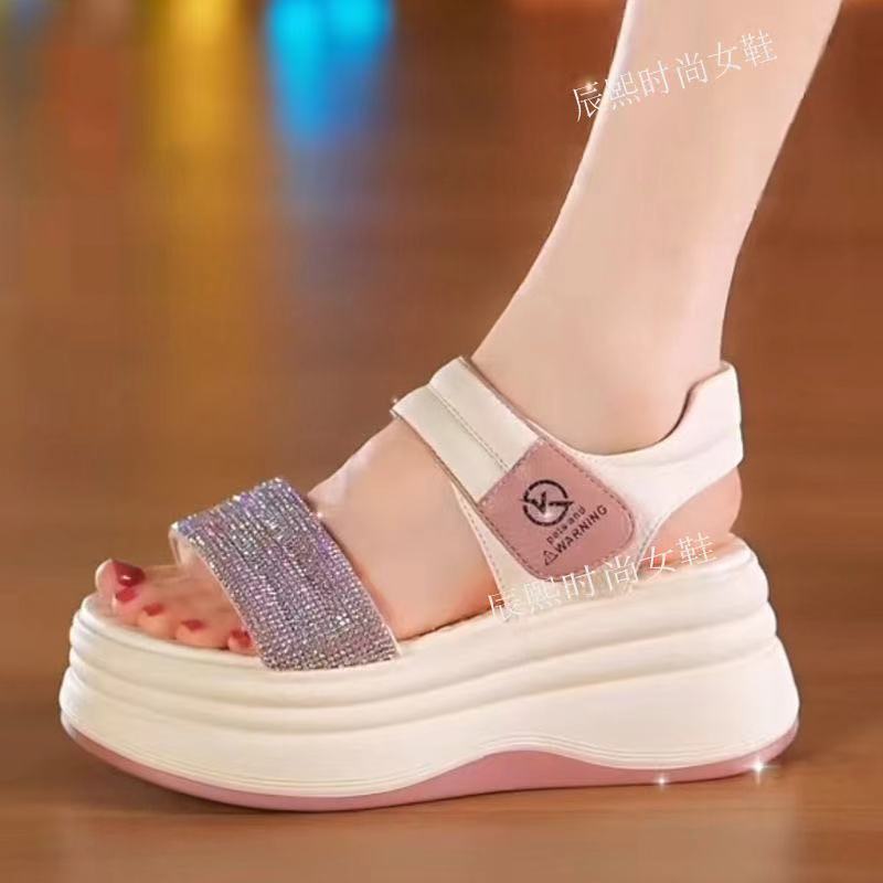 Thick-soled Inner Height-increasing Sandals Women's 2025 New Versatile and Thin Small 8cm Muffin Bottom Fashionable, Versatile and Comfortable