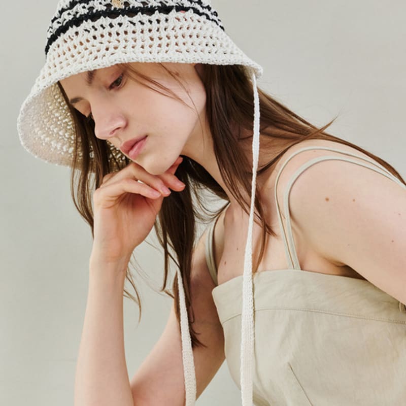 Nouve Cotton Strap Bucket Hat - Ivory