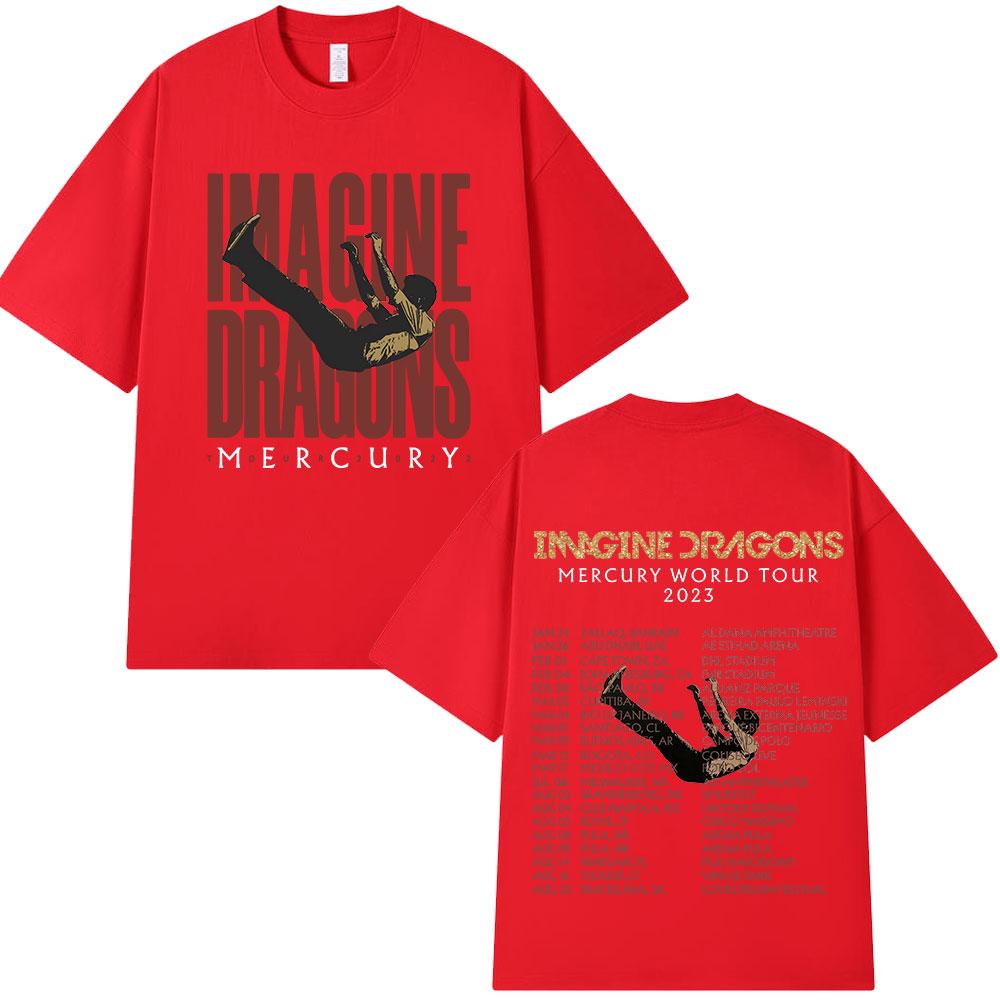 Imagine Dragons Mercury Tour 2022 Concert T Shirt Hip Hop Rock Band Tshirt Men Women Clothing Cotton Loose Short Sleeve T-shirts