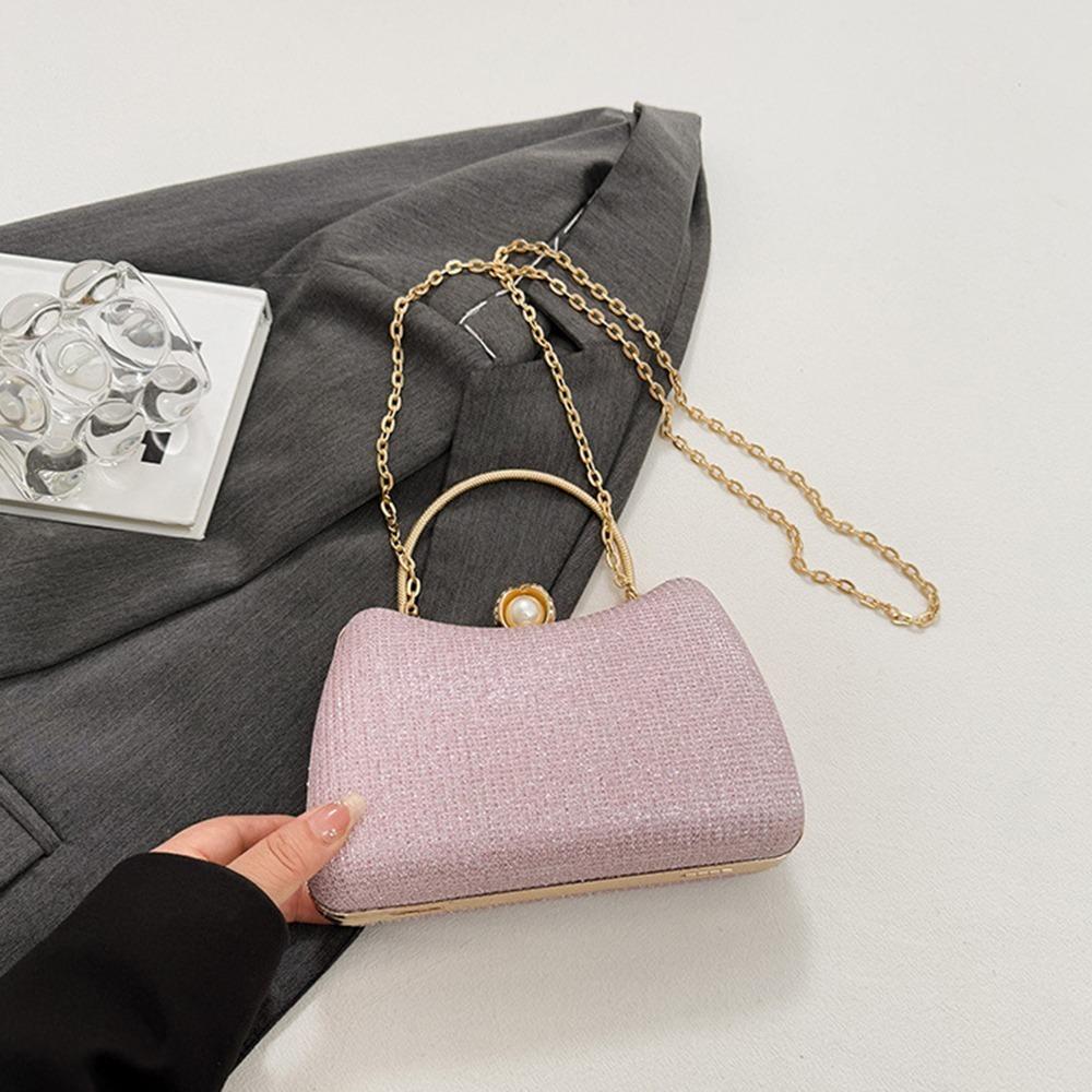 Metal Top Handle Box Shoulder Bag Snap Closure Ladies Clutch Bag Evening Banquet Bag  Wedding