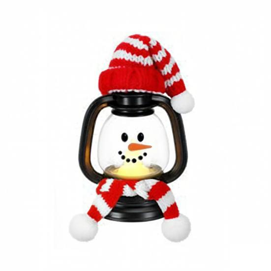 Mini Snowman Lantern with Hats And Scarves Christmas Flickering LED Candles Winter Small Snow Man Table Centerpiece for Holiday Party Favors