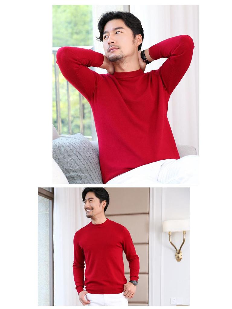 2021 Men's Korean Knitted Round Neck Sweater - Loose Fit, Solid Color, Plus Size, Long Sleeve Pullover for Spring & Autumn