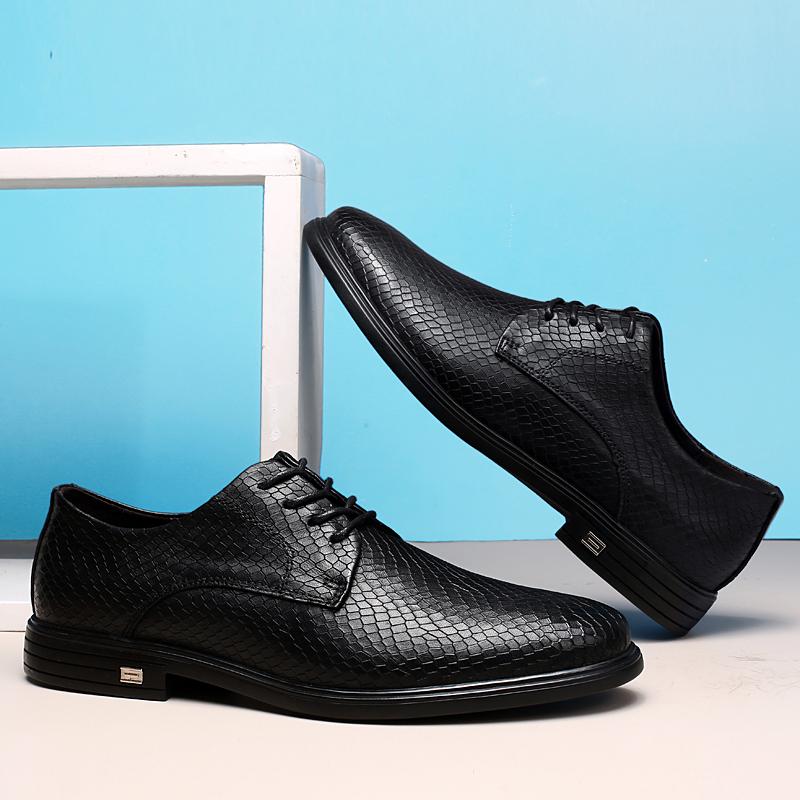 New Genuine Leather Men Dress Shoes Lace Up Italian Mens Casual Shoes Luxury Brand Oxfords Shoes High Quality Man Business Shoes